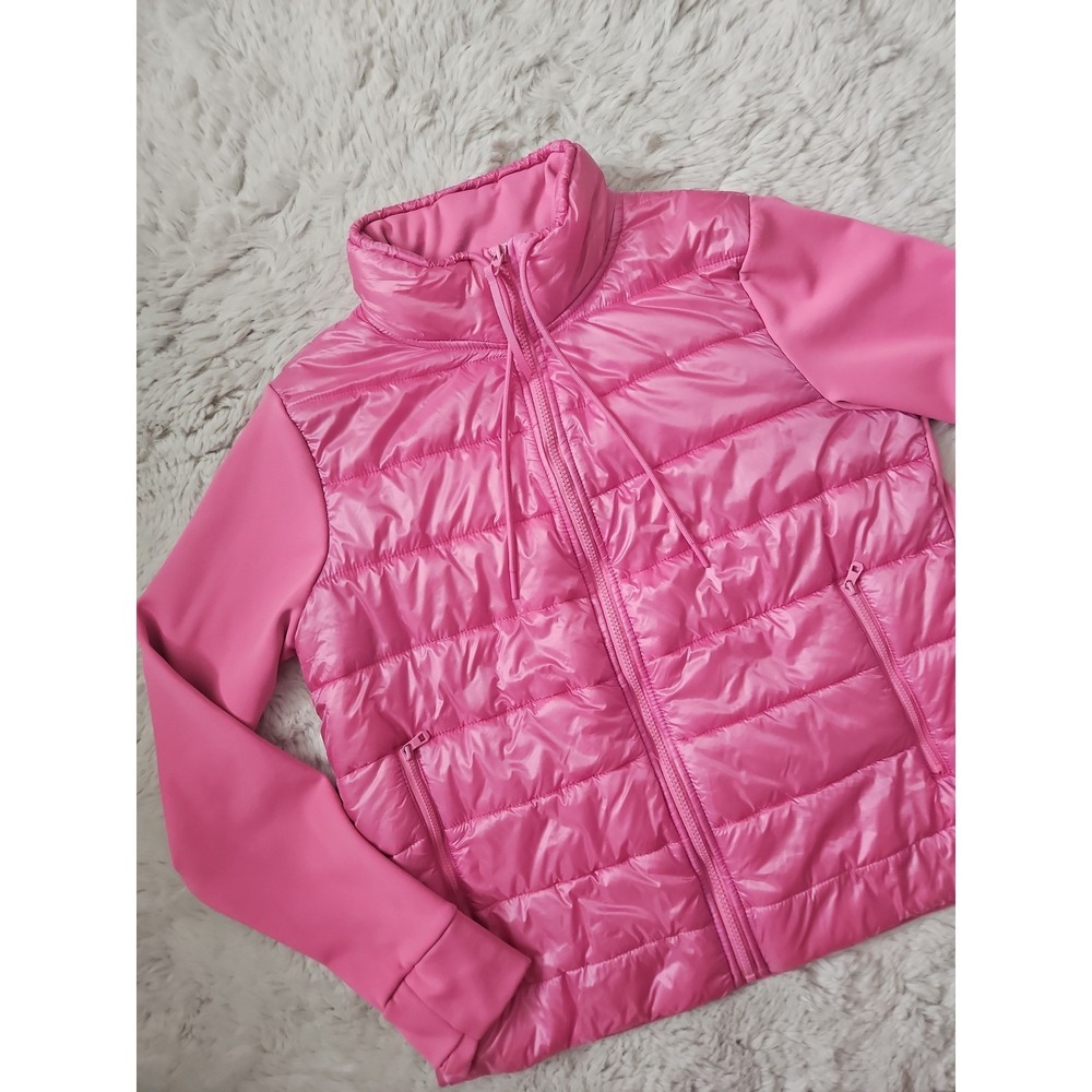 Avia Women's Pink Quilted Full-Zip Jacket Size L (12-14)